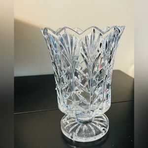 Fifth Avenue Crystal LTD Cut Glass 7 1/2" Footed Vase Poland
